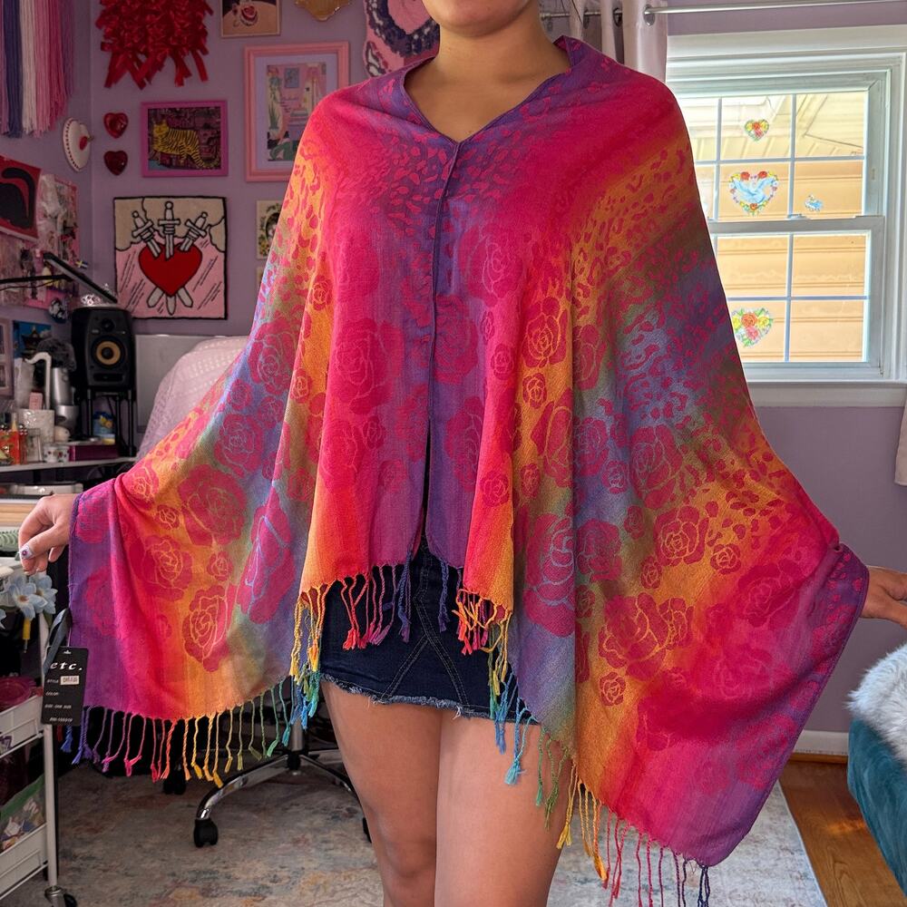 NEW Vintage deadstock Y2K multicolored poncho